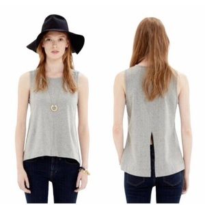 madewell gray split back zip up tank top